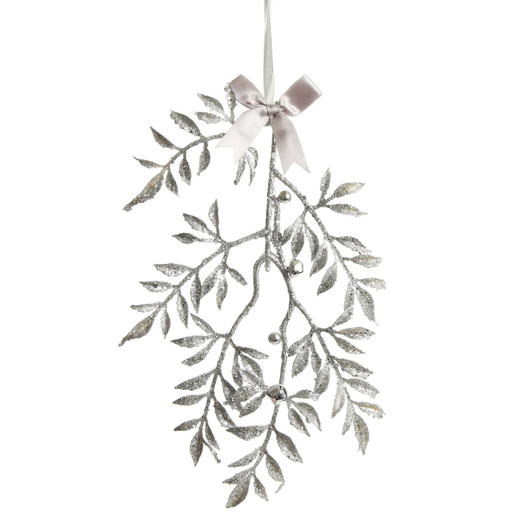 Silver Glitter Fern Tree Decoration With Mini Bells Etsy