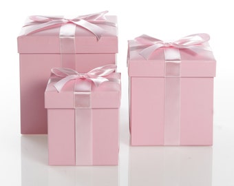 Boîte cadeau bébé - Boîte cadeau en bois - Crochet rose