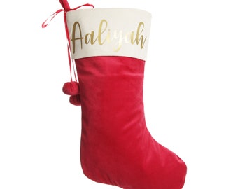 Personalised Dark Red Velvet Christmas Stocking