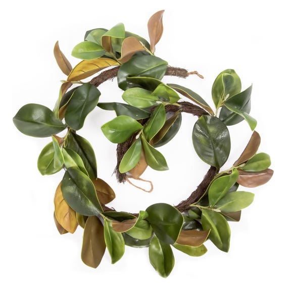 Ghirlanda Di Foglie Di Magnolia 1,8 M: Realistica, In Due Toni (Marrone/Verde) Per Decorazioni Autunnali E Natalizie - 2
