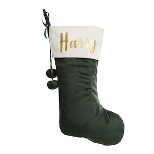 Personalised Forest Green Velvet Christmas Stocking