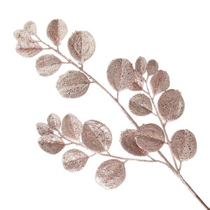 Pink Glitter Round Leaf Spray