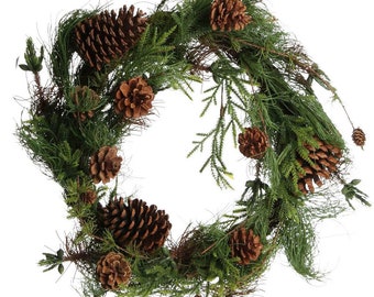 Rustic Pine and Cone Christmas Wreath