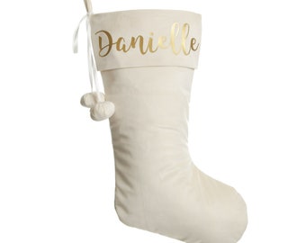 Personalised Ivory Velvet Christmas Stocking