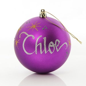 Personalised Purple Shatterproof Bauble