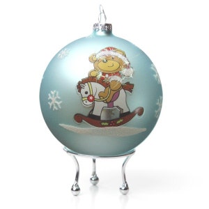 Sky Blue Handpainted Glass Christmas Rocking Horse Bauble