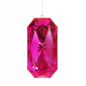Pink Emerald Cut Gem Christmas Hanging Decoration