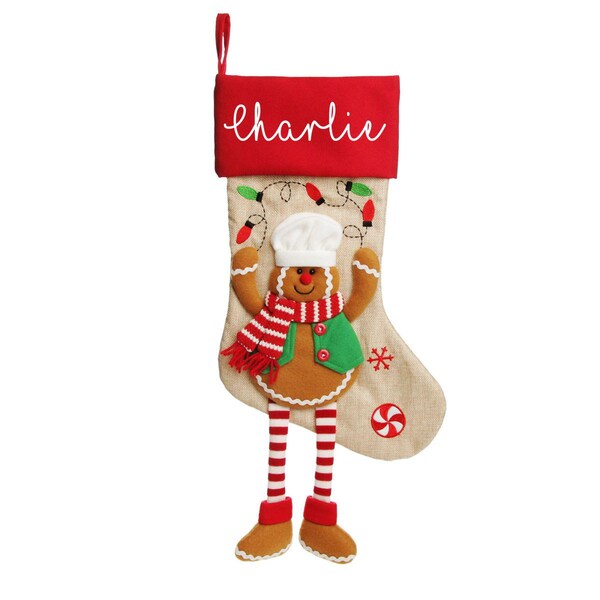 Bas de Noël personnalisés en pain d'épice avec jambes pendantes