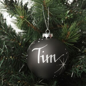 Personalised Black Glass Christmas Bauble Medium image 4