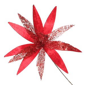 Red Slim Petal Christmas Flower Stem