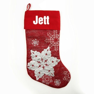 Personalised Red Snowflake Christmas Stocking