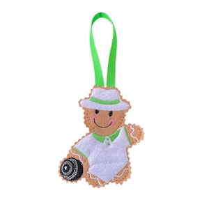 Lawn Bowls / Boules Gingerbread Man Felt Decoration