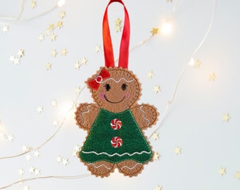 Gingerbread Man Felt Girl Christmas Decoration