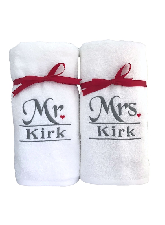 Personalised Wedding or Bath Towels personalized Present Gift Bride and Groom Embroidered Embroidery His and Hers Anniversary Etsy Canada