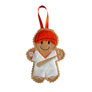 Baseball Player Gingerbread Man Felt Decoration