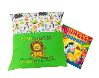 Lion Cushion, Reading Book Cushion, Safari Cushion, Jungle Cushion, Lion Pillow