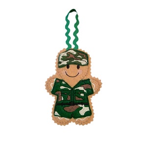 Army Camouflage Soldier Gingerbread Man Felt Decoration