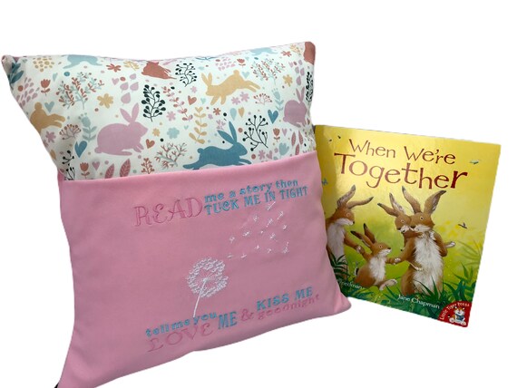 Bunny Ballerina Reading Pillow Personalized Gifts Gift for Reader Bedtime Story Pillow Storybook Pillow