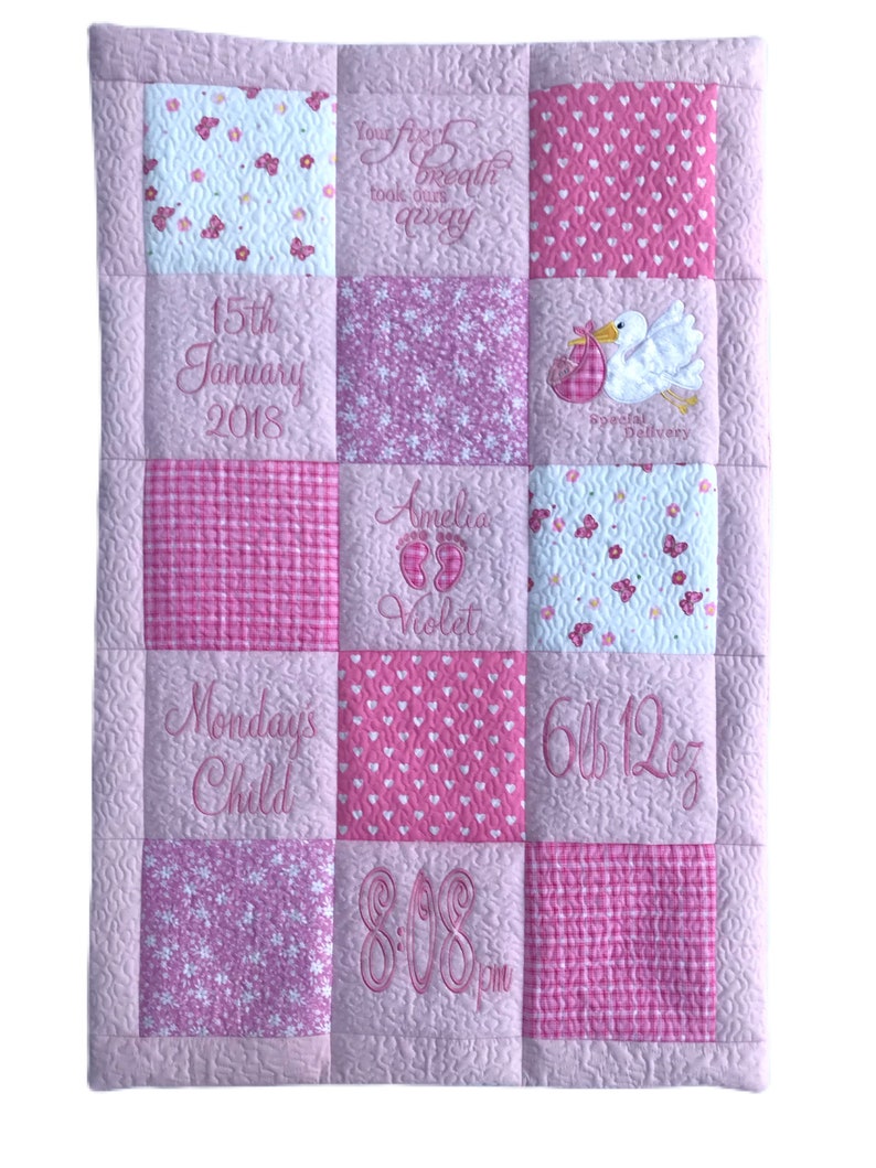 Personalised Baby Keepsake Quilt Embroidered Quilt Etsy