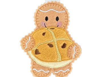 Hot Cross Bun Gingerbread Felt Decoration