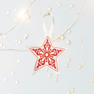 Red and White Felt Decoration- Christmas Star