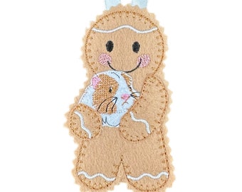 Pet Guinea Pig Gingerbread Man Felt Decoration