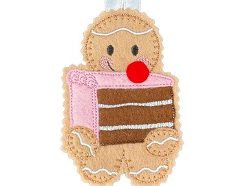 Chocolate Slice Cake Gingerbread Felt Decoration