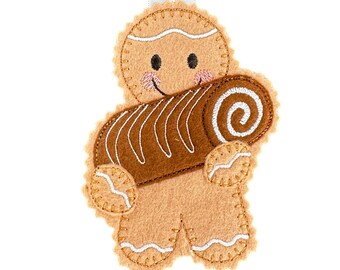 Mini Swiss Roll Cake Gingerbread Felt Decoration