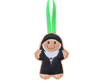 Nun Gingerbread Man Felt Decoration