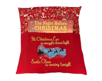 Santa Book Cushion, Embroidered Christmas Eve Gift