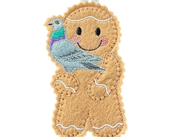 Pigeon Gingerbread Felt Decoration – Bird Lover Gift