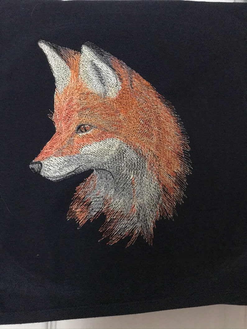Fox Embroidered Bag Cotton Canvas Messenger Bag