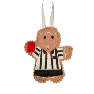 Football Referee Gingerbread Man Felt Decoration