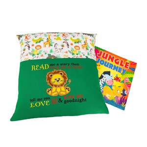 Lion Cushion, Reading Book Cushion, Safari Cushion, Jungle Cushion, Lion Pillow