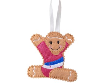 Gymnast Gingerbread Man Felt Decoration