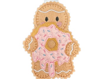 Doughnut Gingerbread Felt Decoration