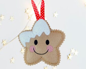 Star Gingerbread Felt Christmas Decoration