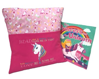 Unicorn Book Cushion: Handmade Children's Reading Pillow