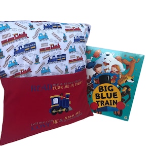 Embroidered Train Reading Pillow: Children&#39;s Book Cushion