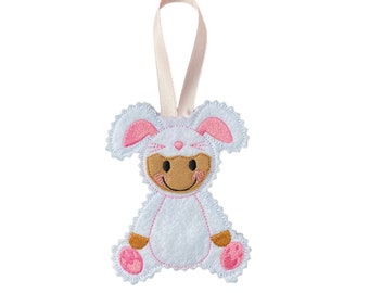 Bunny Dress Up Gingerbread Man Felt Decoration