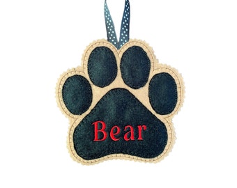 Dog / Cat Paw Print Personalised Hanging Decoration