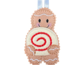 Swiss Roll Slice Cake Gingerbread Felt Decoration