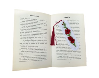 Gladioli  Flower Lace Embroidered Bookmark