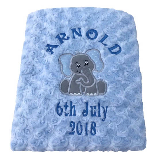 personalised blue baby blanket
