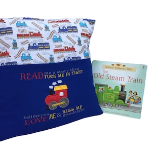 Embroidered Train Book Cushion: Children&#39;s Reading Pillow