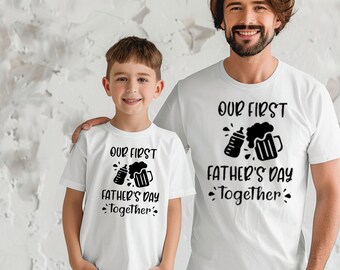 Our First Fathers Day Together Shirt, Daddy And Me Shirt, baby Onesie PNG, Digital