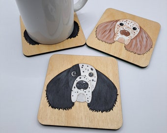 イングリッシュセッターの木製コースター：犬好きへのギフト