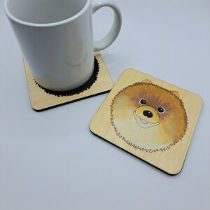 Pomeranian Wooden Coaster, Pomeranian Gift, Dog Coaster, Wooden Coaster