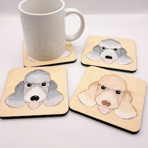 Bedlington Terrier Wooden Coaster, Bedlington Gift, Dog Coaster, Wooden Coaster