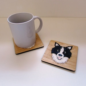 Border Collie Wooden Coaster, Border Collie Gift, Dog Coaster, Wooden Coaster